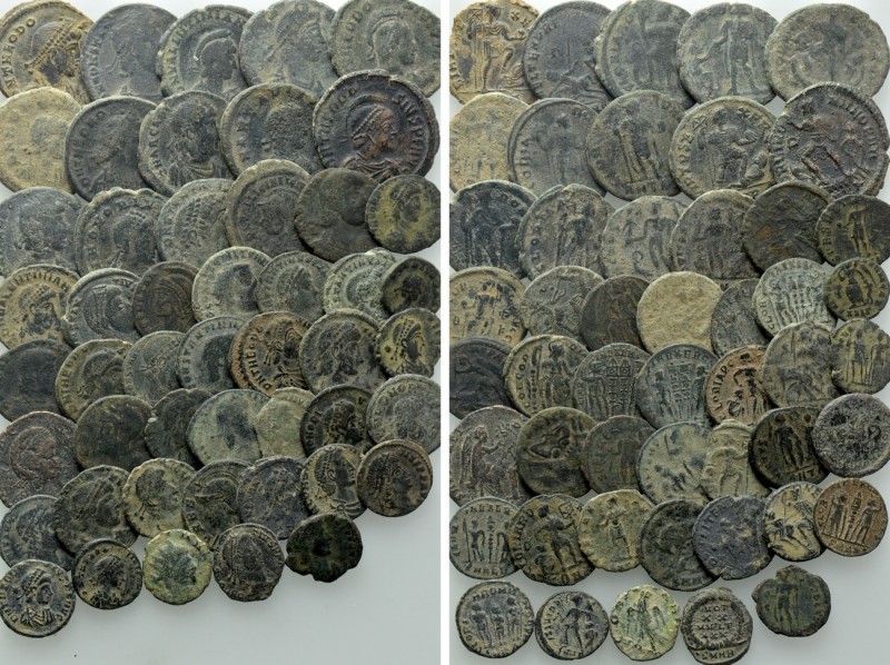 Circa 50 Roman Coins. 

Obv: .
Rev: .

. 

Condition: See picture.

Wei...
