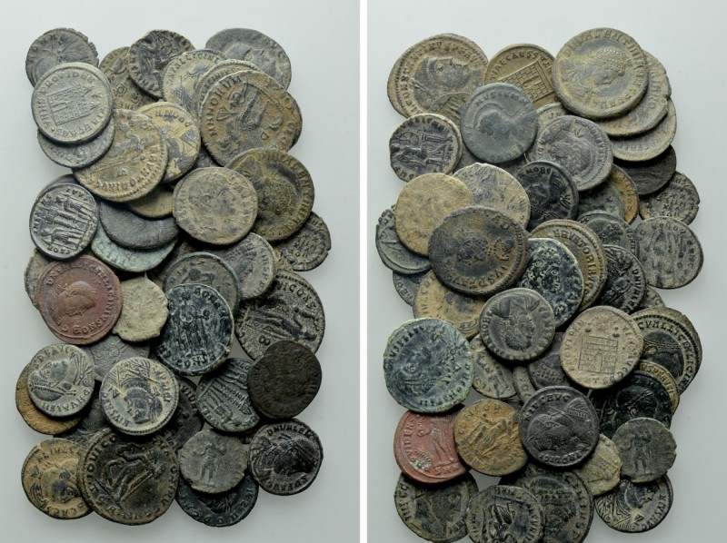 Circa 50 Roman Coins. 

Obv: .
Rev: .

. 

Condition: See picture.

Wei...