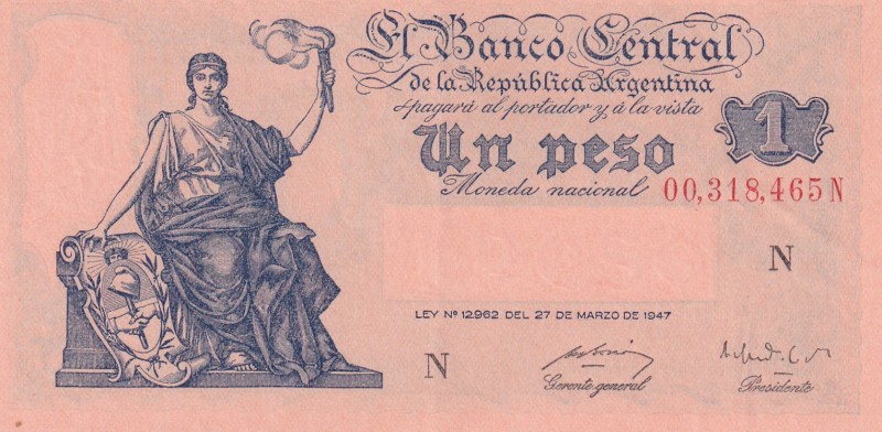 Argentina, 1 Peso, 1947, UNC, p257