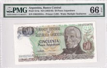 Argentina, 50 Pesos Argentinos, 1983/1985, UNC, p314a
PMG 66 EPQ