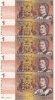 Australia, 1 Dollar, 1983, UNC, p42a, (Total 5 consecutive banknotes)