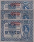 Austria, 1.000 Kronen, 1919, XF, p61, (Total 3 banknotes)