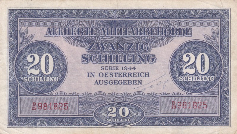 Austria, 20 Schilling, 1944, XF(+), p107
There is a print mark on the obverse.