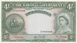 Bahamas, 4 Shillings, 1953, XF(+), p13d
Queen Elizabeth II. Potrait