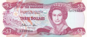 Bahamas, 3 Dollars, 1984, UNC, p44a
Queen Elizabeth II. Potrait