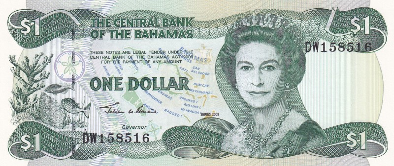 Bahamas, 1 Dollar, 2002, UNC, p70
Queen Elizabeth II. Potrait