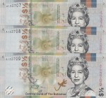 Bahamas, 1/2 Dollar, 2019, UNC, pNew, (Total 3 consecutive banknotes)
Queen Elizabeth II. Potrait