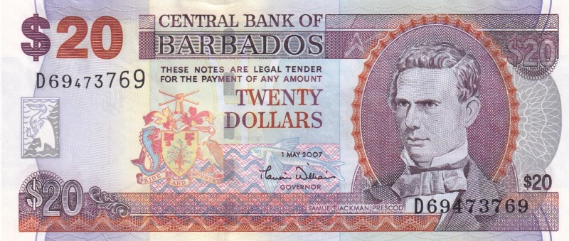 Barbados, 20 Dollars, 2007, UNC, p69b
Signature: Delisle Worrell