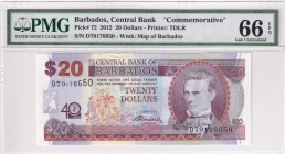 Barbados, 20 Dollars, 2012, UNC, p72
PMG 66 EPQ