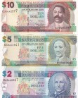 Barbados, 2-5-10 Dollars, 2007, UNC, p66; p67; p68, (Total 3 banknotes)