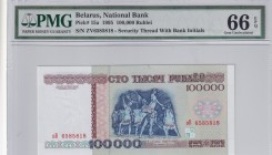 Belarus, 100.000 Rublei, 1995, UNC, p15a
PMG 66 EPQ
