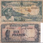 Belgian Congo, 10-20 Francs, 1958/1959, FINE(-), p30; p31, (Total 2 banknotes)
