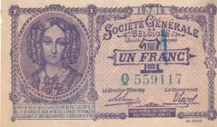 Belgium, 1 Franc, 1915, XF, p86a
German Occupation-WWI, Rare
