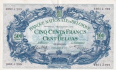 Belgium, 500 Francs-100 Belgas, 1943, AUNC, p109
500 Francs - 100 Belgas