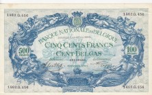 Belgium, 500 Francs-100 Belgas, 1943, XF, p109