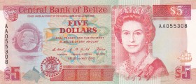 Belize, 5 Dollars, 1990, UNC, p53a
Queen Elizabeth II. Potrait