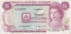 Bermuda, 5 Dollars, 1981, VF, p29b
Queen Elizabeth II. Potrait