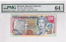 Bermuda, 50 Dollars, 2000, UNC, p54a
PMG 64 EPQ