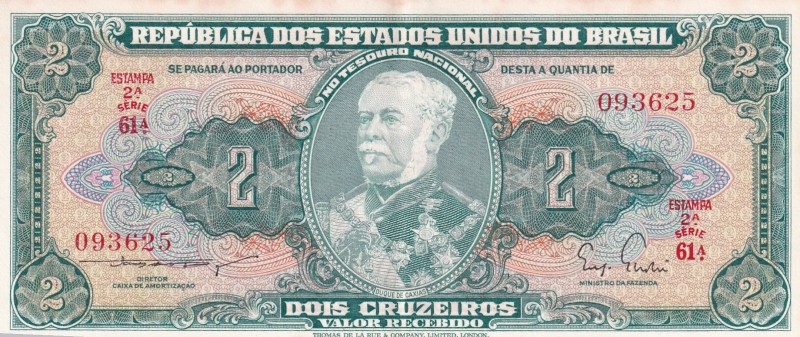 Brazil, 2 Cruzeiros, 1955, AUNC, p157