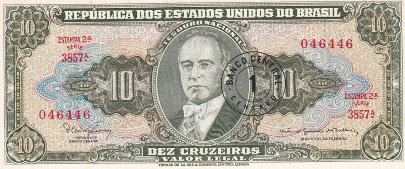 Brazil, 1 Centavo 10 Cruzeiros, 1967, UNC, p183b