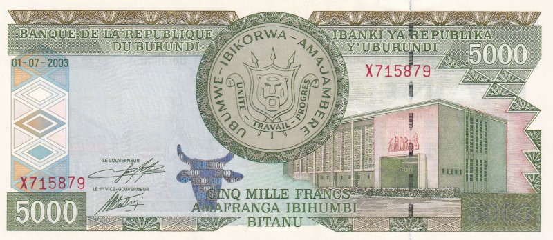 Burundi, 5.000 Francs, 2003, UNC, p42b
Large size