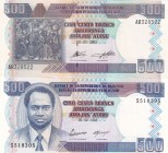 Burundi, 500 Francs, 1995, 2003, UNC, p37A, p38, (Total 2 banknotes)