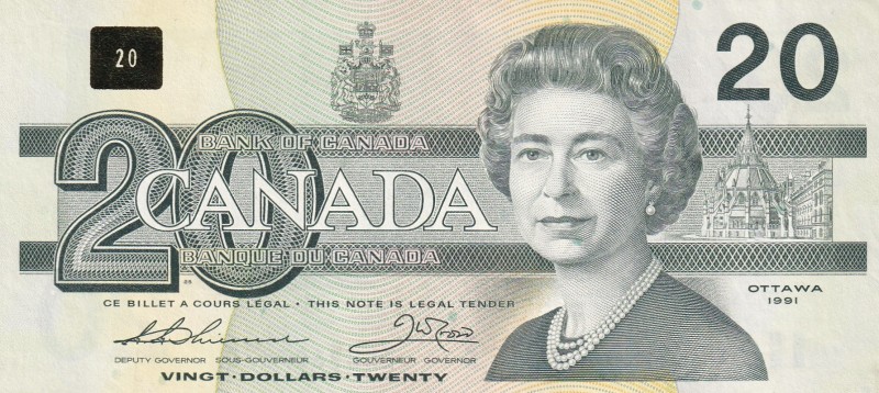 Canada, 20 Dollars, 1991, AUNC, p97a
Queen Elizabeth II. Potrait