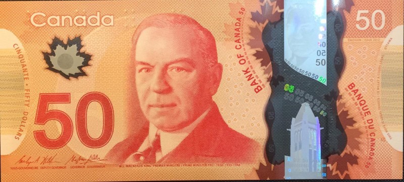 Canada, 50 Dollars, 2012, UNC, p109b
Polymer plastics banknote