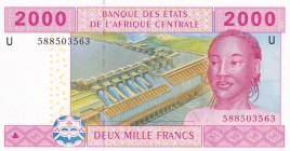 Central African States, 2.000 Francs, 2002, UNC, p208U
'U'' Cameroun