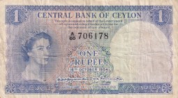 Ceylon, 1 Rupee, 1954, VF(+), p49
Queen Elizabeth II. Potrait, Natural