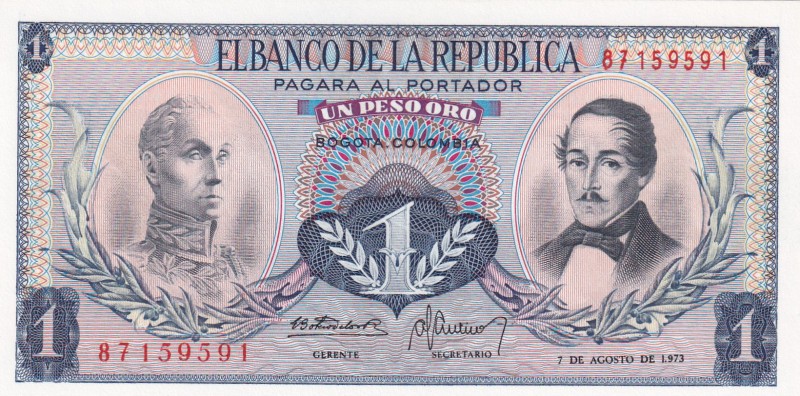 Colombia, 1 Peso Oro, 1973, UNC, p404e