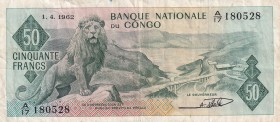 Congo Democratic Republic, 50 Francs, 1962, VF, p5a