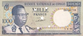 Congo Democratic Republic, 1.000 Francs, 1964, UNC(-), p8
Cancelled