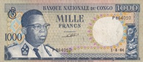 Congo Democratic Republic, 1.000 Francs, 1964, VF(+), p8a