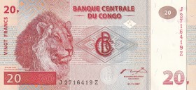 Congo Democratic Republic, 20 Francs, 1997, UNC, p88a