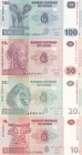 Congo Democratic Republic, 10-20-50-100 Francs, UNC, (Total 4 banknotes)
10 Francs, 2003, p93; 20 Francs, 2003, p94; 50 Francs, 2013, p97A; 100 Franc...