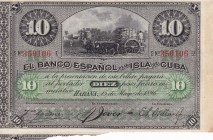 Cuba, 10 Pesos, 1896, UNC(-), p49
Cutting error