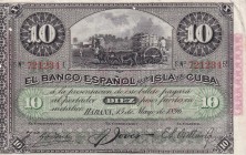 Cuba, 10 Pesos, 1896, UNC(-), p49d
There are small holes on it, "PLATA" inscription on the back.