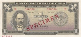 Cuba, 1 Peso, 1975, UNC, p106s, SPECIMEN