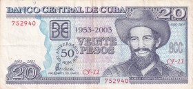 Cuba, 20 Pesos, 2003, VF, p126
Commemorative banknote, 50. Anniversary