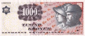 Denmark, 1.000 Kroner, 2004/2008, UNC, p64
There is ripple.
