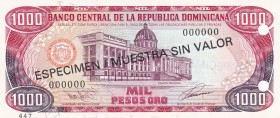 Dominican Republic, 1.000 Pesos Oro, 1993, UNC, p145s, SPECIMEN
ESPECIMEN / MUESTRA SIN VALOR