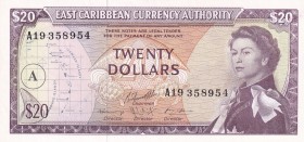 East Caribbean States, 20 Dollars, 1965, UNC, p15g
Queen Elizabeth II. Potrait