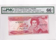 East Caribbean States, 1 Dollar, 1988/1989, UNC, p21u
PMG 66 EPQ, Anguilla