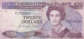 East Caribbean States, 20 Dollars, 1988/1993, VF, p24l2
Queen Elizabeth II. Potrait