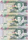 East Caribbean States, 5 Dollars, 2008, UNC, p47a, (Total 3 banknotes)
