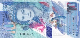 East Caribbean States, 10 Dollars, 2019, UNC, pNew
Queen Elizabeth II portrait, Polymer plastic banknote