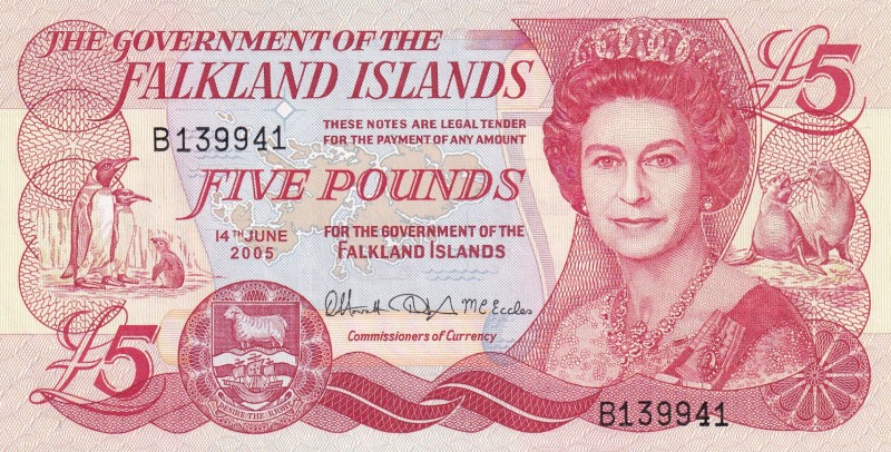 Falkland Islands, 5 Pounds, 2005, UNC, p17