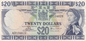 Fiji, 20 Dollars, 1974, VF, p75b
Queen Elizabeth II. Potrait