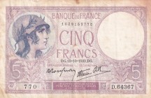 France, 5 Francs, 1939, VF, p83